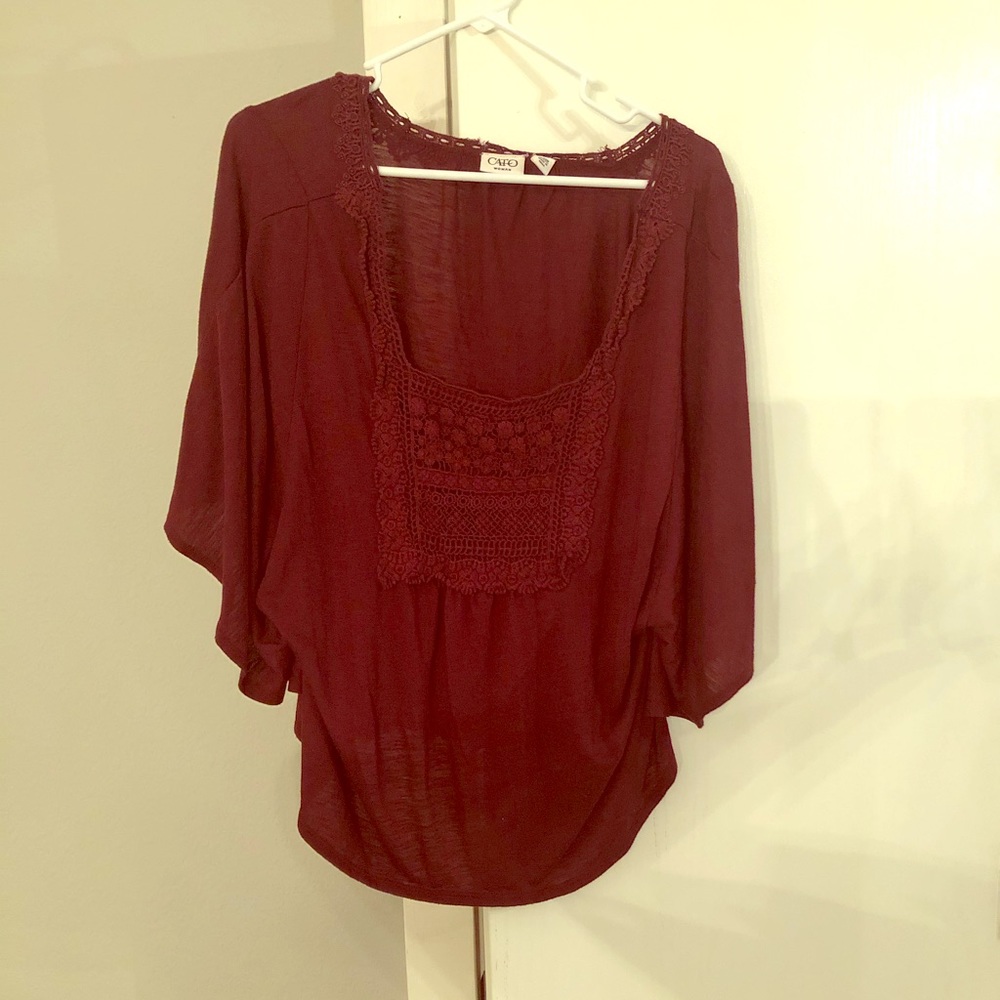 Beautiful maroon top with butterfly sleeves.